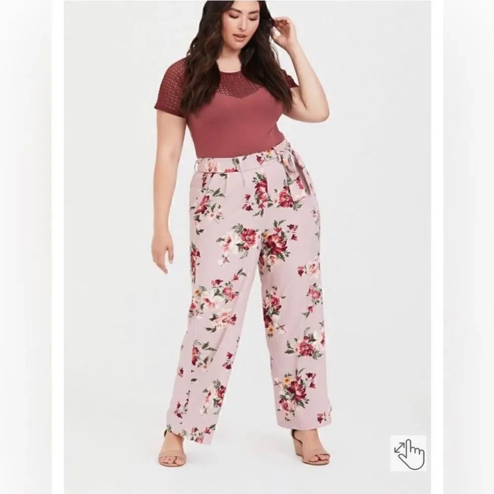 TORRID LILAC PURPLE FLORAL CREPE WIDE LEG PANT